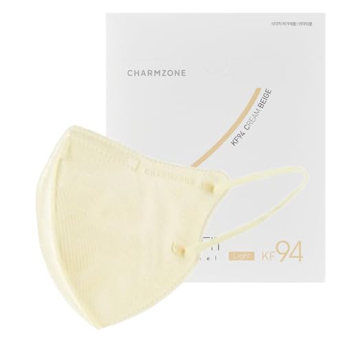 CHARMZONE New Tone Up Fit Black Label Light KF94 Mask, 25 Pack – Lightweight 3-Layer Structure, Skin Tone Enhancing, M/L Sizes, Made in Korea (Medium, Beige)