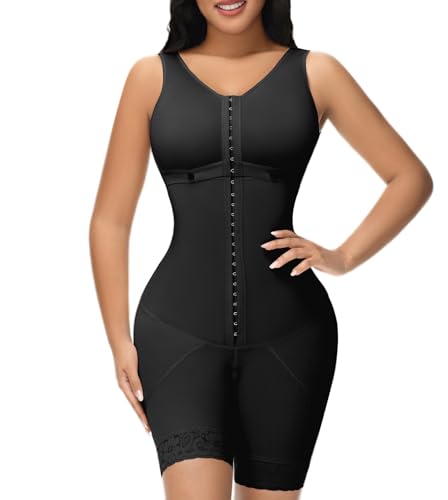 Image of M MYODRESS Fajas Colombianas Full Body Shaper Tummy Control with bra | 69% Nylon 31% Spandex, 3 Adjustable hooks and strap, semi-detachable chest design for postpartum, breastfeeding, all day wear