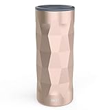 Zak Designs Fractal Vacuum Insulated Stainless Steel Travel Tumbler with Leak-Resistant Contour Lid and Splash-Proof Design, Perfect Drinkware for Indoor/Outdoor Activity (16oz, Rose Gold, Non BPA)
