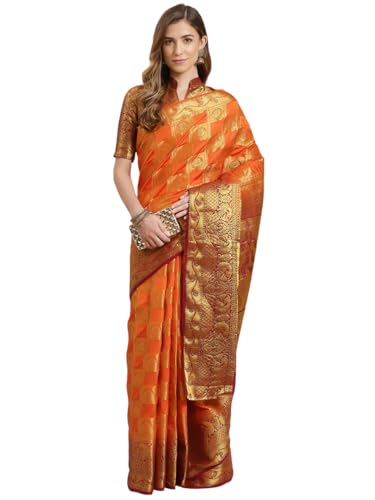 Image of Women's Banarasi Silk With Jacquard Print Saree With Blouse