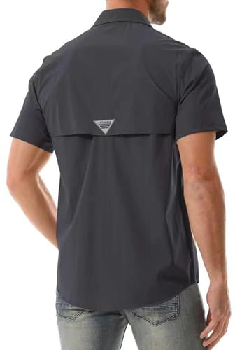 Zyvrenix Men's Short Sleeve Button Down Shirts with Pocket Dark Gray 2XL - image 4