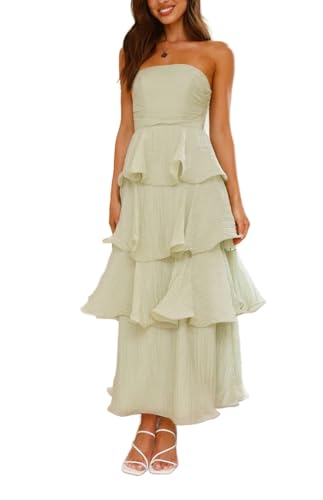 Générique Robe Bustier Longue Dos Nu à Volants et Smocks pour Mariages bals de Fin d'année et...