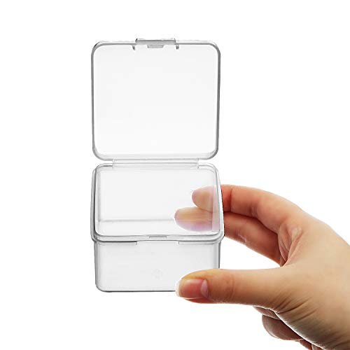 Image of SATINIOR 24 Packs Small Clear Plastic Beads Storage Containers Box with Hinged Lid for Storage of Small Items, Crafts, Jewelry, Hardware (2.5 x 2.5 x 1.6 in)