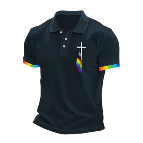 Polo de golf homme noir décontracté à rayures chic