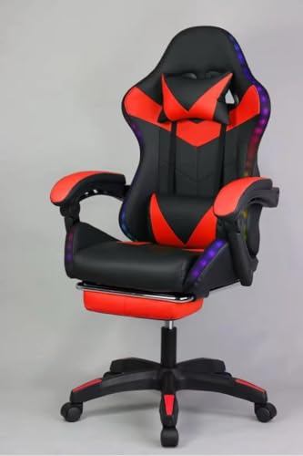 SEDIA DA GAMING A LED RGB, PELLE SINTETICA, CON ROTELLE CUSCINO...