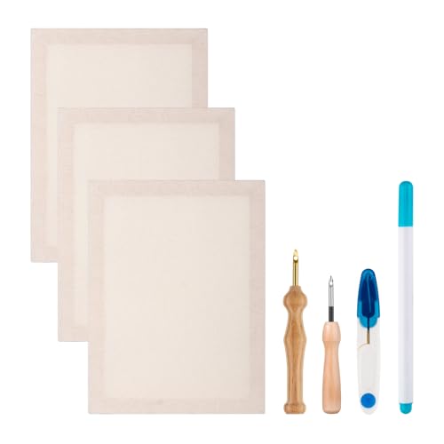 Image of Zuaooz 3PC 10.2''x13.7'' Punch Fabric Frame,Punch Needle kit Includes 3 Wooden Frame Covered with Monks Cloth, 3.5mm and 5mm Punch Needles, a Marking Pen and Scissors for DIY Craft Decoration