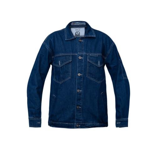 Jaqueta bomber jeans resistente a chamas FR Designer - 100% algodão - 325 g - jeans azul, Jeans azul, P