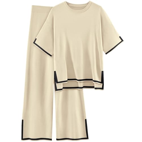 Listado de Conjuntos deportivos para Mujer , tabla con los diez mejores. 41 Knit Loung Conjunto de Suéter de Punto de 2 Piezas para Mujer, Conjunto Deportivo Mujer, sin Botones, Cintura Elástica, Pierna Ancha, Pantalones de Descanso (S, Color...