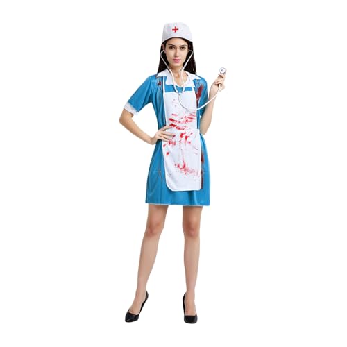 Generico Disfraz de Enfermera Sangrienta para Mujer,Disfraz Cosplay Enfermera Sangrienta | Cosplay, Ropa Para Fiesta Tema Médico Unisex