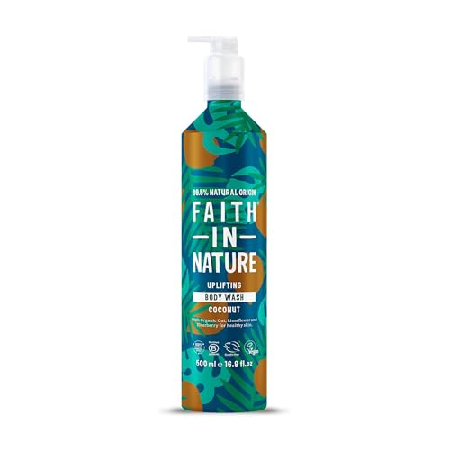 Faith In Nature - Natural Body Wash Aluminium Bottle - Vegan & Cruelty Free No SLS or Parabens - 500ml Coconut
