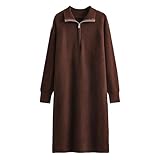 Característica: Vestido de punto con cuello polo y cremallera frontal, combina calidez y estilo, ideal para otoño e invierno, diseño fácil de poner para comodidad diaria.