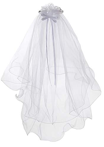 BNY Corner Flower Girl Holy First Communion Rhinestones Veil Tiara Bow Crown Headband USA3