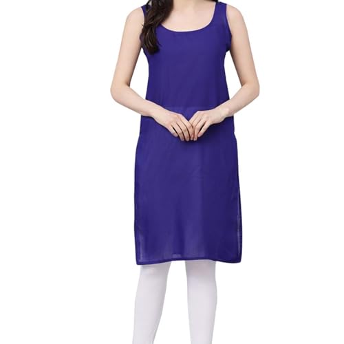 Image of Women's Sleeveless Cotton Inner Slip Dress Round Neck Soft Comfortable Fit Full Length Camisole Innerwear Summer top Undergarment for Girls