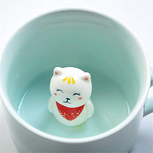 Surprise 3D Coffee Mug Animal Inside 8 oz with Lucky Cat,Cute Cartoon Handmade