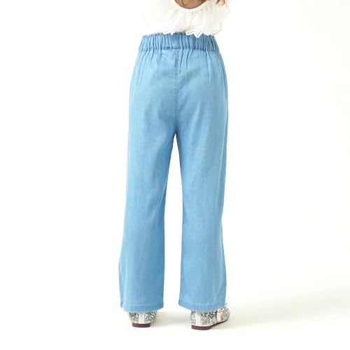 Image of Girls Pants with Pockets Pull On Lightweight Bell Bottoms Straight Leg Baggy Jeans for Girls Flare School Pants