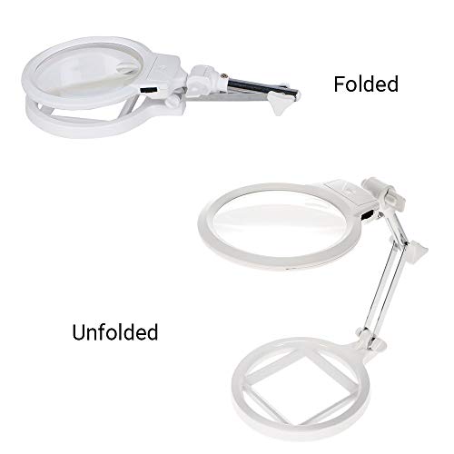 Lechnical Lupa multifuncional dobrável 130 mm 2,5 x 25 mm 5 x com 2 luzes LED, balança de medição, m