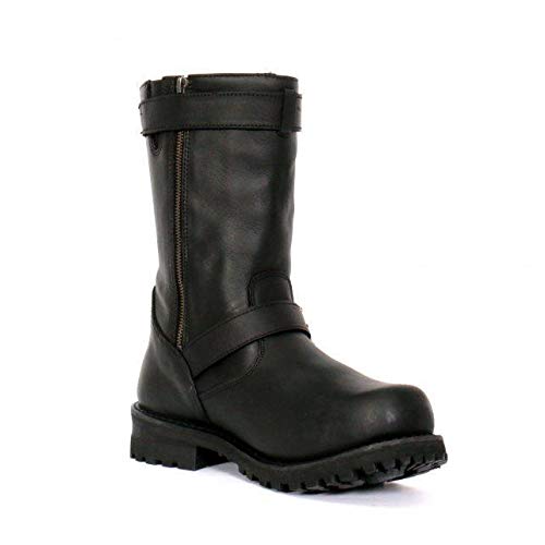 Hot Leathers BTM1005 Men's Black 10-inch Tall Round Toe Engineer Leather Boots with Lug Sole - 134