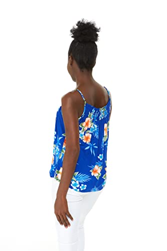 Image of Matchable Family Hawaiian Luau Men Women Girl Boy Clothes in Hibiscus Blue
