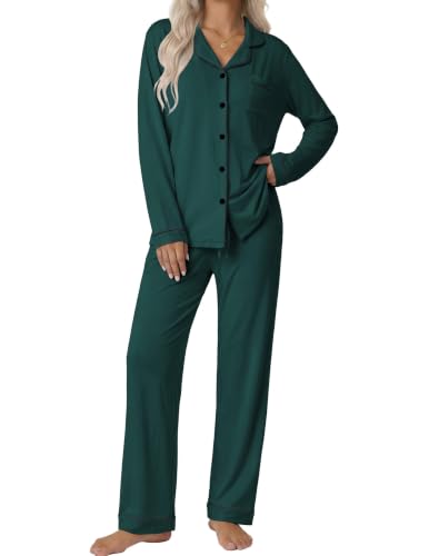 Image of Ekouaer Pajamas Womens Long Sleeve Sleepwear Button Down Loungewear Pjs Set