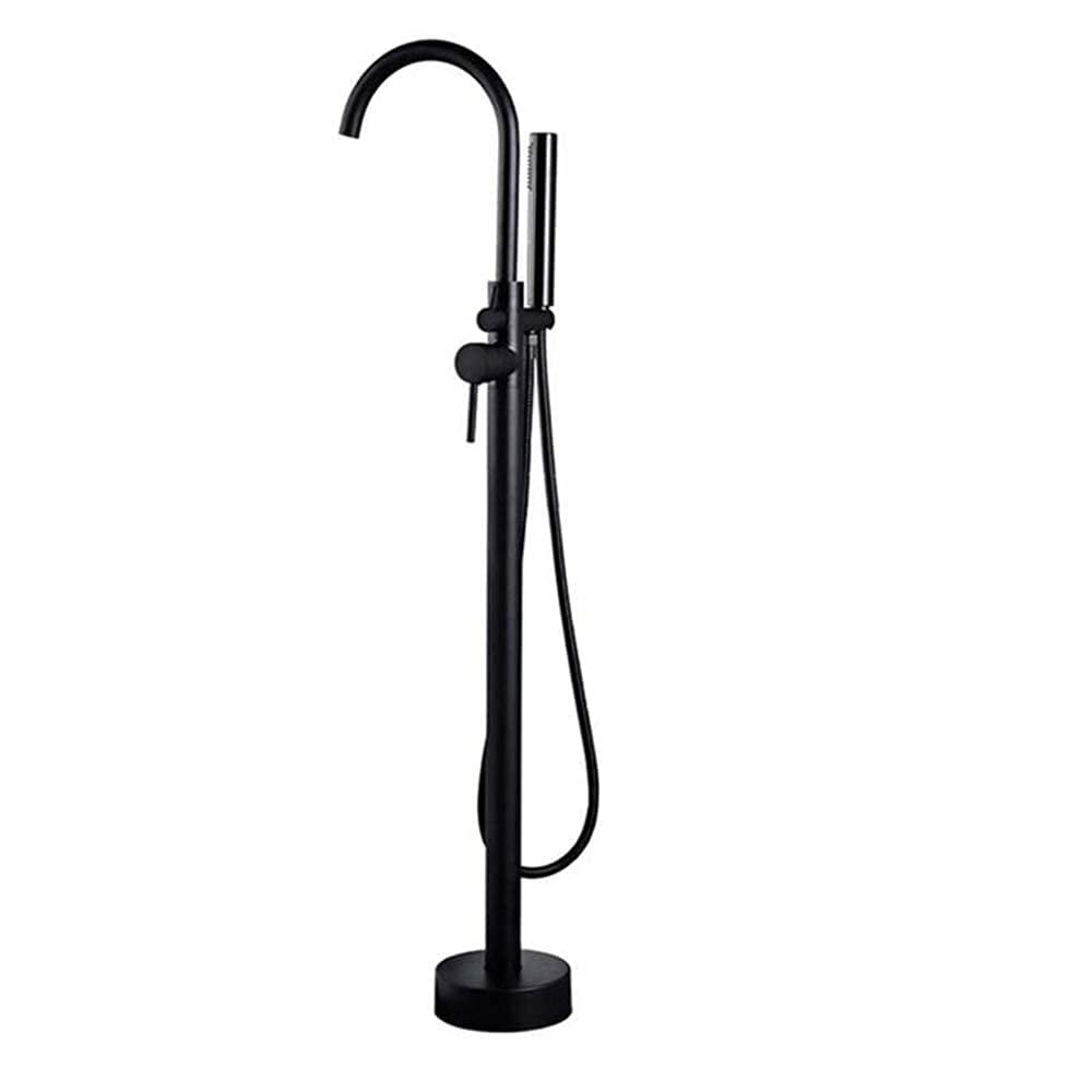 Remplisseur de baignoire au sol noir mat luxe avec douchette