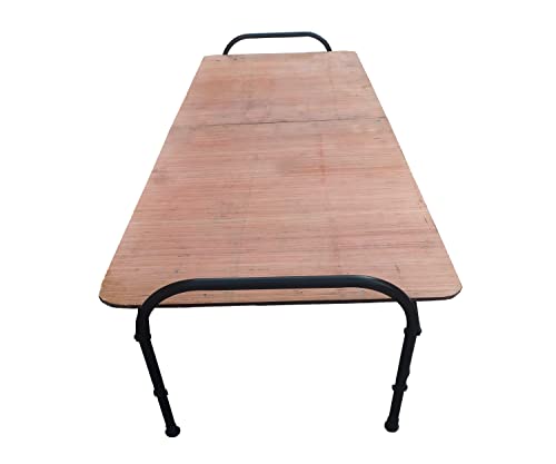 Image of Plywood Folding Bed Cot for Sleeping Space Saving Heavy Metal Frame| Portable | Multipurpose | Lightweight (Brown) (Round, 2.5X6 ft or 30X72 inch)