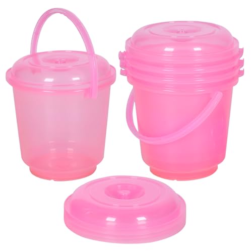 Image of Urbane Home Pack of 5 Bucket | Bathroom Bucket | Utility Bucket for Daily Use | Water Storage Bucket | Bathing Bucket with Handle & Lid | 13 LTR | SUPER-013 | Transparent Pink