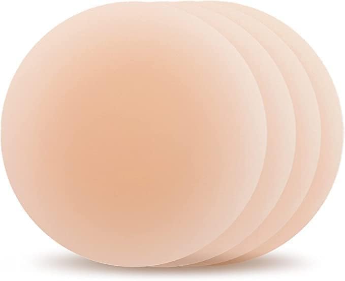 salepush Pasties Silicone-Women's Reusable Nipple Cover - Silicone Nipple Cover Bra Pad - Adhesive Reusable Nipple Pads - Thin Silicone Nipple Cover Pasties(Free-Size) (2 Pair) Beige-picture-49