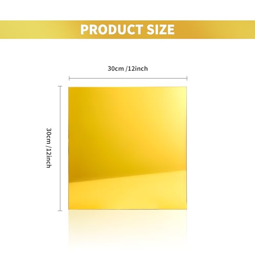 Image of 5pack Mirror Acrylic Sheets, 12 inch x 12 inch Opaque Glossy Mirror Plastic Sheet with 1 /8 Inch(3mm) Thickness, Rigid Tinted Mirror Acrylic for Cutting, Sawing, Laser Cutting (5, Gold, 12X12)