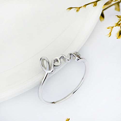 YFN Sterling Silver Simple Love Script Ring Thin Band Promise Ring4