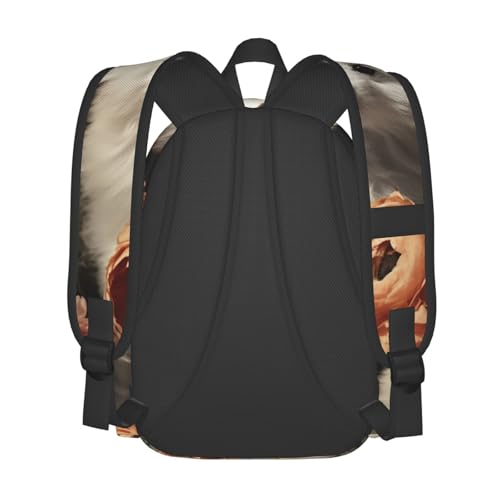 Travel Backpack for Women Men Dog Sits Next to a Flower Casual Daypack Large Capacity Nurse Bag4