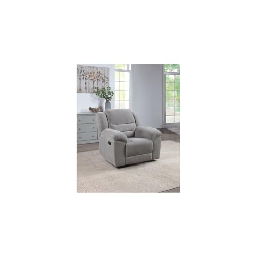 Sillón reclinable tapizado chenille gris miniatura 2