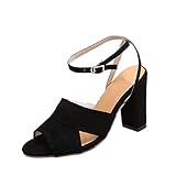 ➤ Sandalias de tacón negras con correa en el tobillo tacón de bloque de playa cuña gruesa y afilada sandalias de tacón negro para mujer, elegantes con tiras con cordones plataforma deslizamiento en verano sandalias de tacón ancho con cuña para mujer tacón de bloque negro marrón casual verano puntera cerrada cómodas elegantes doradas sandalias de tacón bajo transparentes cuña blanca ancha Sandalias de tacón ancho para niñas