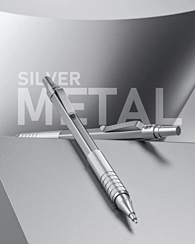 Nicpro 0.7 Mm Mechanical Pencils Set With Case, 3 Metal Artist Pencil With 6 Tube Hb Lead Refills, 3 Erasers, 9 Eraser Refills For Architect Art Writing Drafting Drawing Engineering, Sketching, Silver #TOP1