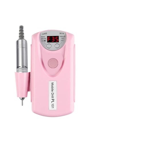 ZKLGS Torno para Uñas Taladro de uñas de 35000 RPM con Pantalla LCD HD, Maestro de uñas Recargable for manicura, fresadora de Taladro de uñas portátil(Pink)