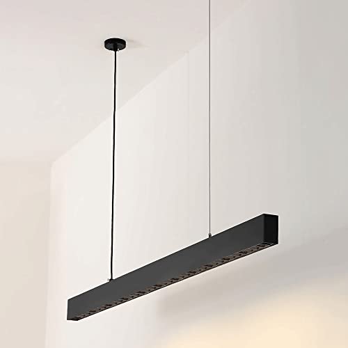 Éclairage décoratif haut de gamme via une suspension linéaire en aluminium brossé