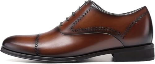 Image of CHAMARIPA Men's Height Increasing Shoes Elevator Dress Shoes Genuine Leather Formal Oxford Shoes that Make You 8CM / 3.15 Inches Taller - Brown