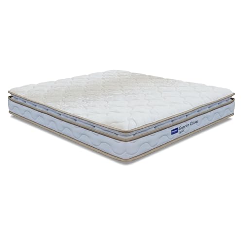 Colchão Casal Probel Espuma D33 Pillow Top 138x188x18cm Guarda Costas Lyon Branco/Bege