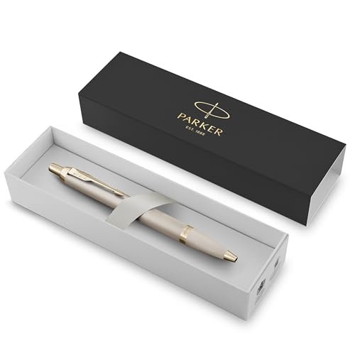 Image of Parker IM Monochrome Ballpoint Pen Champagne Finish Medium Point Blue Ink Includes Gift Box