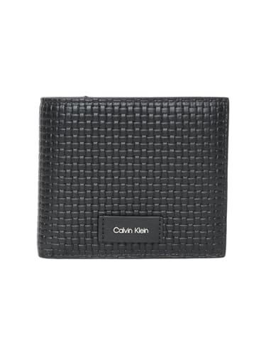 Image of Textured black leather bi-fold wallet