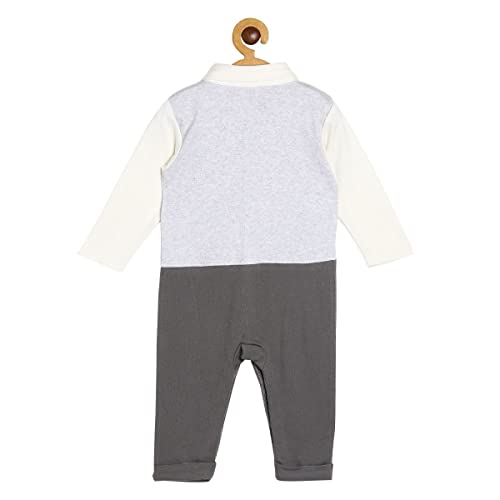 Image of miniklub Baby Collar Full Sleeve Full Length Knitted Cotton Romper (Grey Color)
