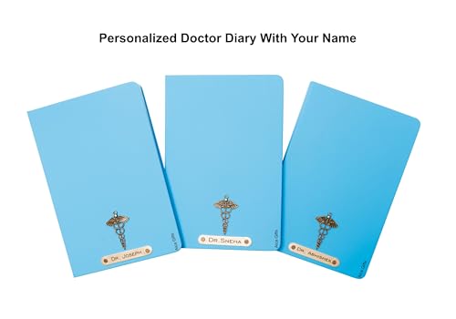 Image of AICA Personalized Name & Charm Doctor Leather Notebook Diary - A5 Size, 180 Ruled Pages (Royal Blue) | Customized Gift for Doctors Retirement Farewell Appraisal Birthday For Men Women Girls Boys