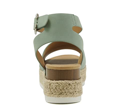 Image of Soda Topic Open Toe Buckle Ankle Strap Espadrilles Flatform Wedge Casual Sandal