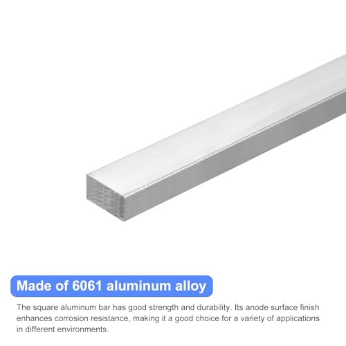Image of uxcell Square Aluminum Flat Bar, 9 /16 inch Thick 1 inch Width 10 inch Length Square Aluminum Bar 6061 Aluminum Flat Plate, 15 x 25 x 254mm T6511 Solid New Mill Stock for Industrial Building