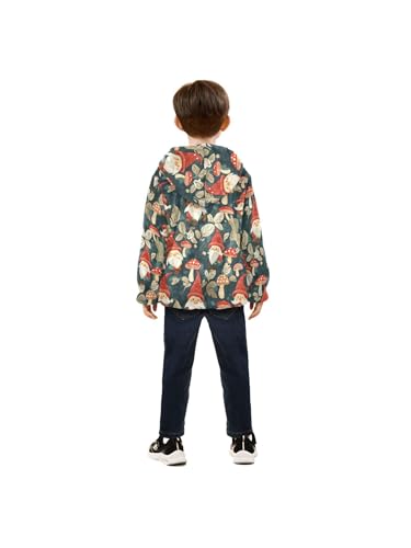 Forest Gnomes and Mushrooms Girls Fleece Jacket Girls Fall Jacket Boys Coats Zip Up Hoodie Children Outerwear 2-10T4