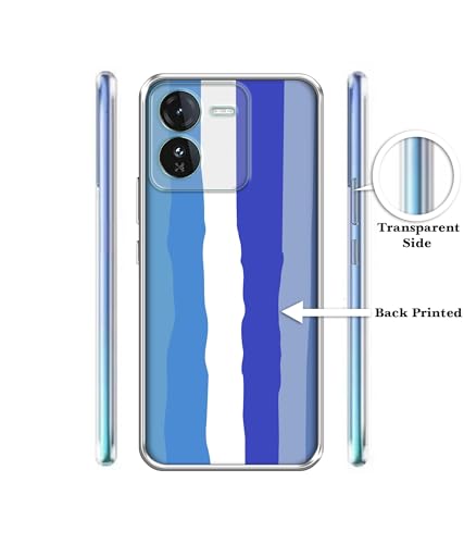 Image of Blue Stripes Rainbow Printed Silicon Soft TPU Back Case Cover for iQOO Z9 5G