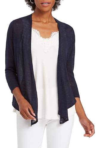 NIC+ZOE Women's Lightweight Fitted Bracelet Sleeve Open Front 4 Way Cardy, Dark Indigo, Medium Petite US