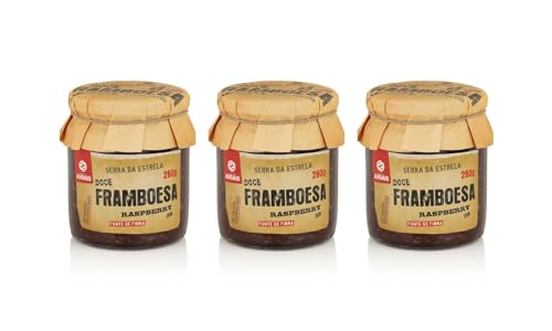 Mermelada de Frambuesas - Pack de 3 Frascos de 280g - Proporciona una Dosis Extra de Energía - Ideal para Postres y Desayunos - Sin Colorantes ni Conservantes - Producto Gourmet de Origen Portugués