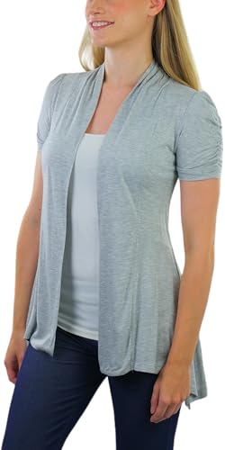 Image of ToBeInStyle Womens Open Front Casual Shrug Lightweight Layering Cardigan Sleeveless or Short Sleeve