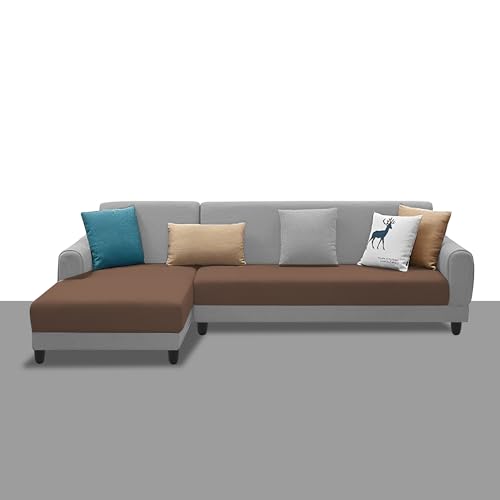 Image of Kraven LHS 6 Seater L Shape Sofa Set for Living Room (Brown Grey Fabric) Premium Fabric Sofa