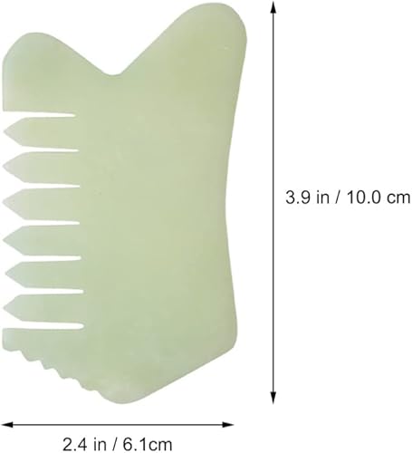 Miniatura 2 de Healifty Peine de masaje de piedra de jade, 1 peine de cuero cabelludo Guasha, herramienta de masaje de mano para raspar Gua Sha para el cuidado de